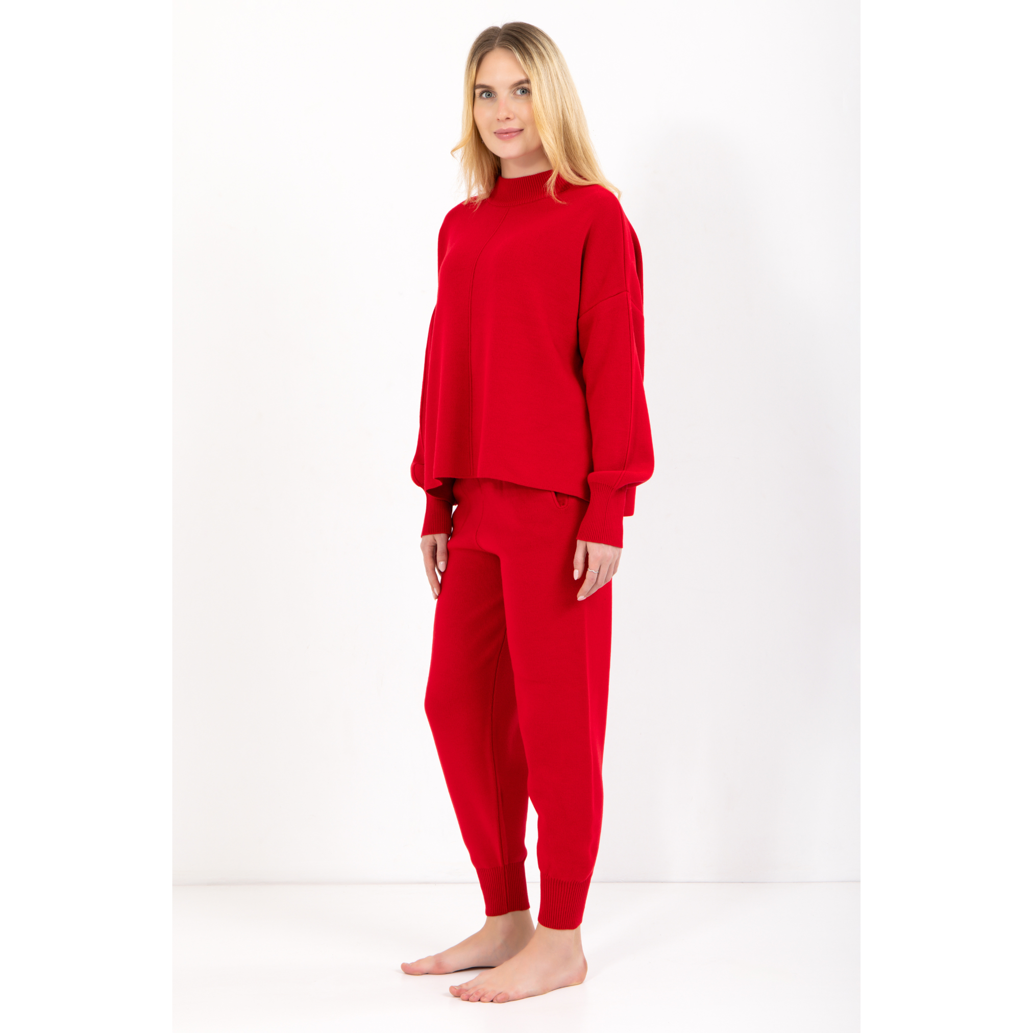 Kombiset Damen, Sportliches Outfit in Rot für Damen, Freizeitanzug, Welness Outfit, Sport Outfit 