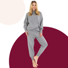 Loungewear Damen Grau Set aus Pullover und Hose, gemütlicher Anzug für Damen 